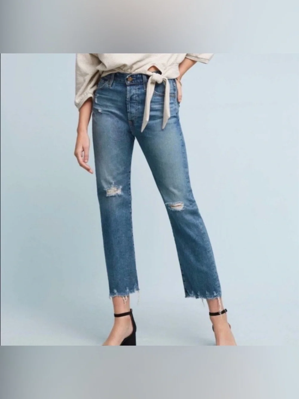 AG Adriano Goldschmied The Sloan Vintage Straight Leg Crop Distressed Jeans29 - Picture 3 of 10